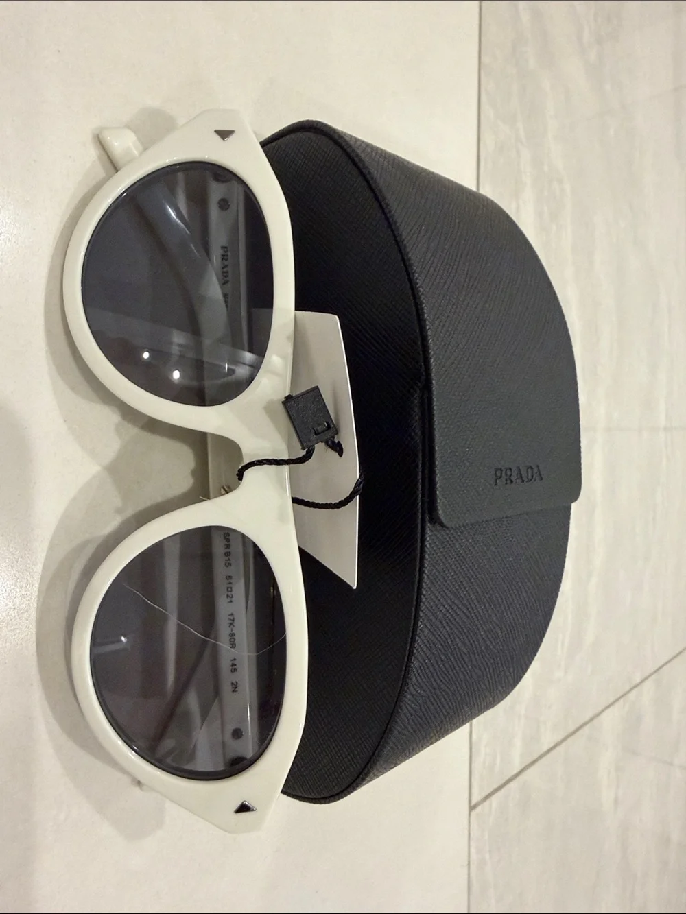 Prada White Round Sunglasses with Black Case (Brand New, Current Season)